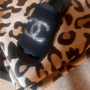 CHANEL sandals NEW in box 
Elegant with crystals 
Slip on with strap